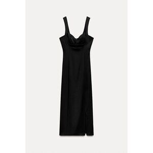 Zara XS Black Sleeveless Cutout Midi Dress With Side Slit 9646/606/800 READ ME